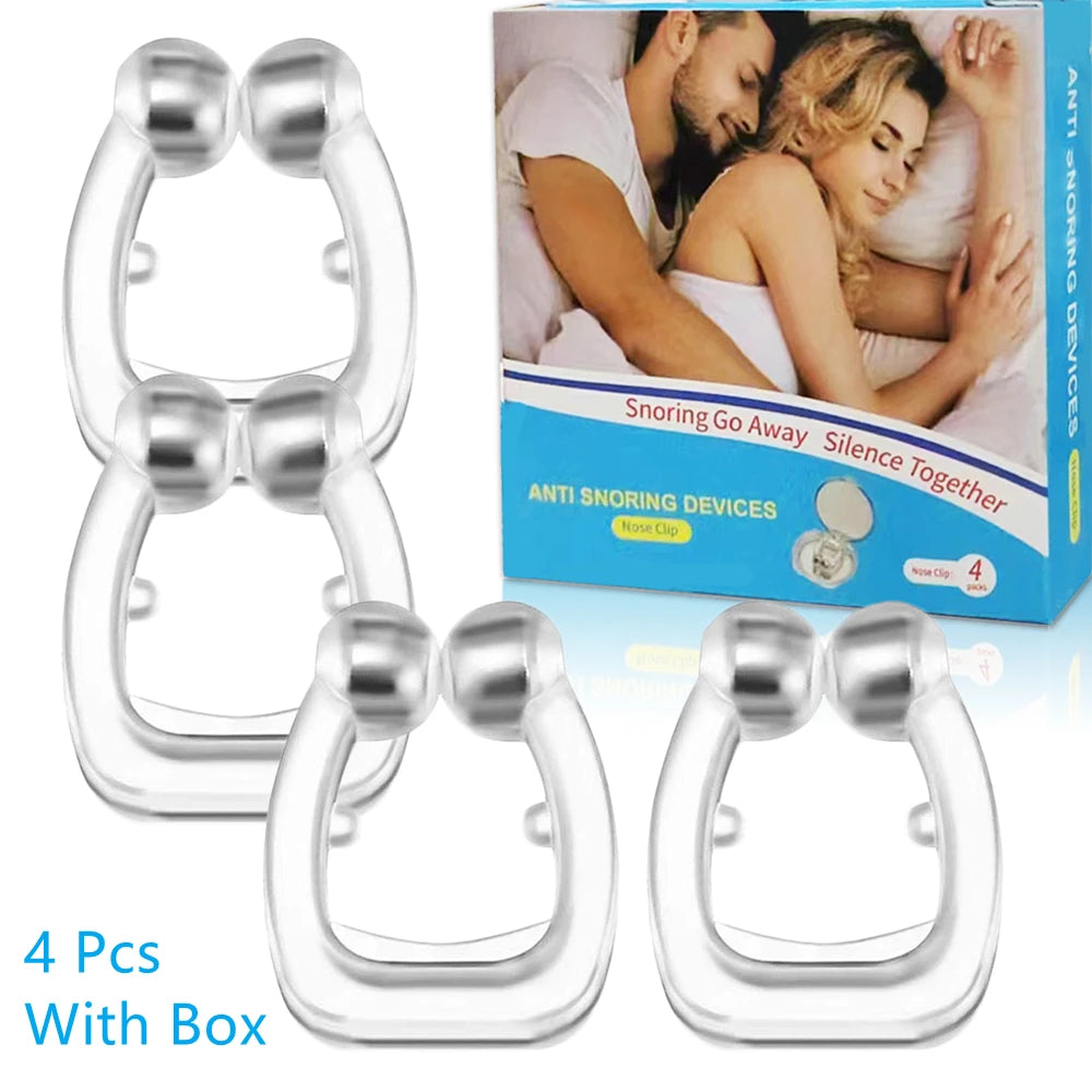 Silicone Magnetic Anti-Snore Nose Clip – Sleep Aid Apnea Guard with Case for Night Snoring Solution