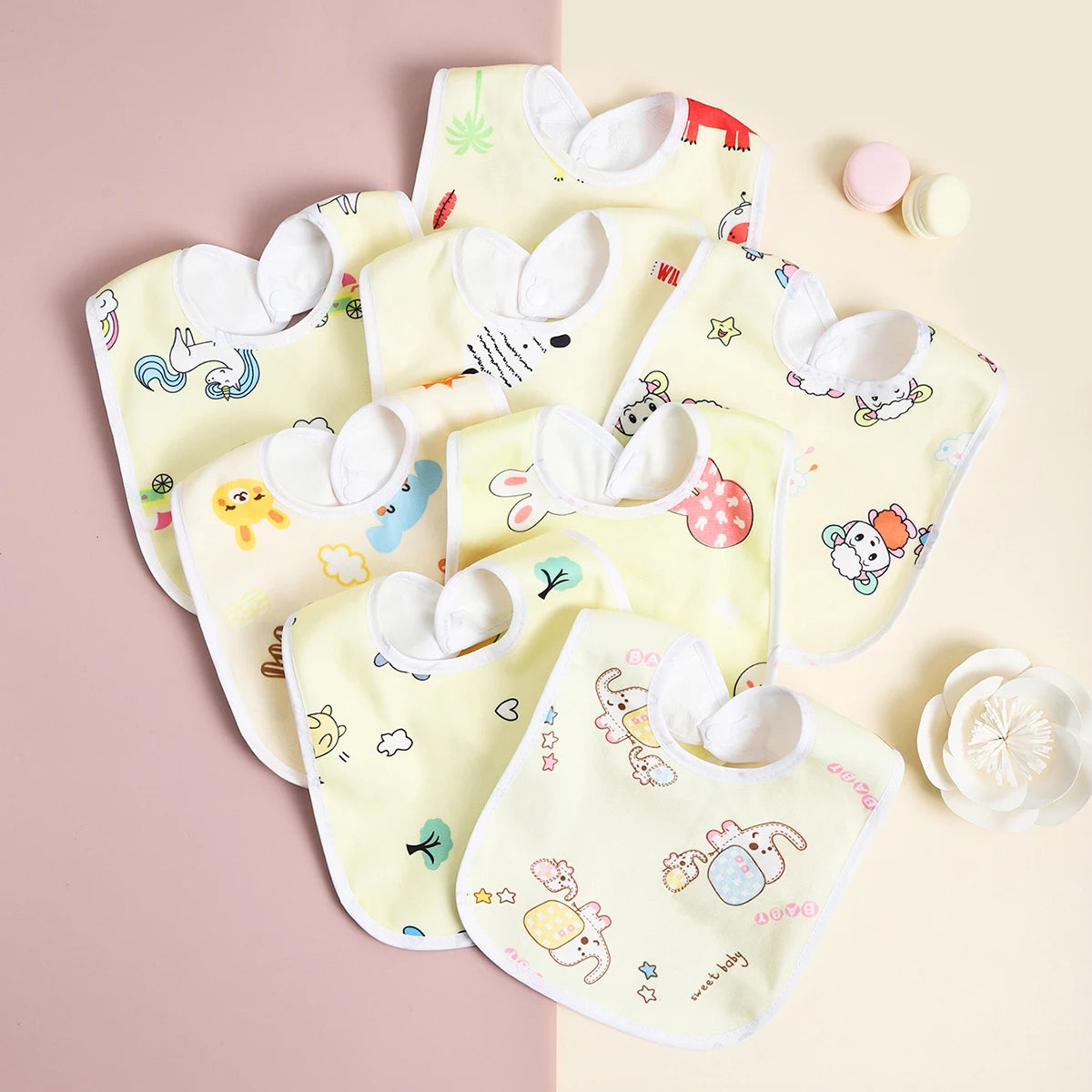 Cotton Baby Bib Set - 4/6/8/10PCS Waterproof Feeding Bibs & Toddler Scarf Protection for Newborn Boys Girls