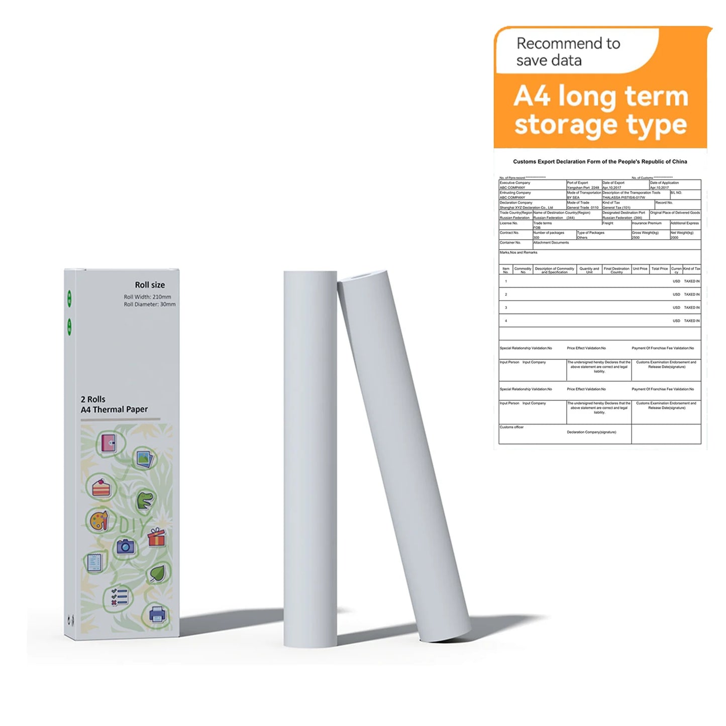 A4 Thermal Paper Roll – 210x30mm for A4 Wireless Bluetooth A40/X8 Printer