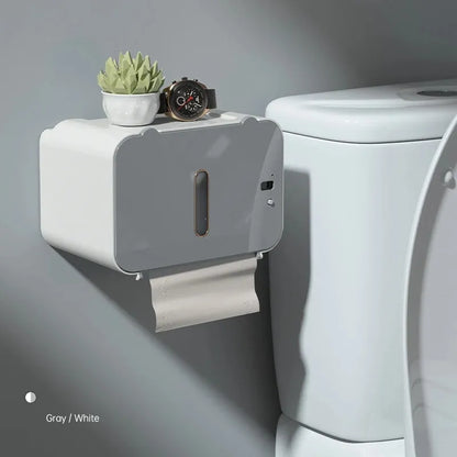 Induction Automatic Toilet Paper Holder with Shelf - Wall-Mounted Dispenser, WC Paper Rack for Bathroom Accessories