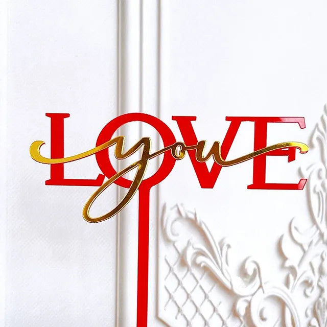 Big Red Love Cake Topper – Acrylic Wedding & Engagement Party Decoration, Valentine’s Day Love Cake Topper