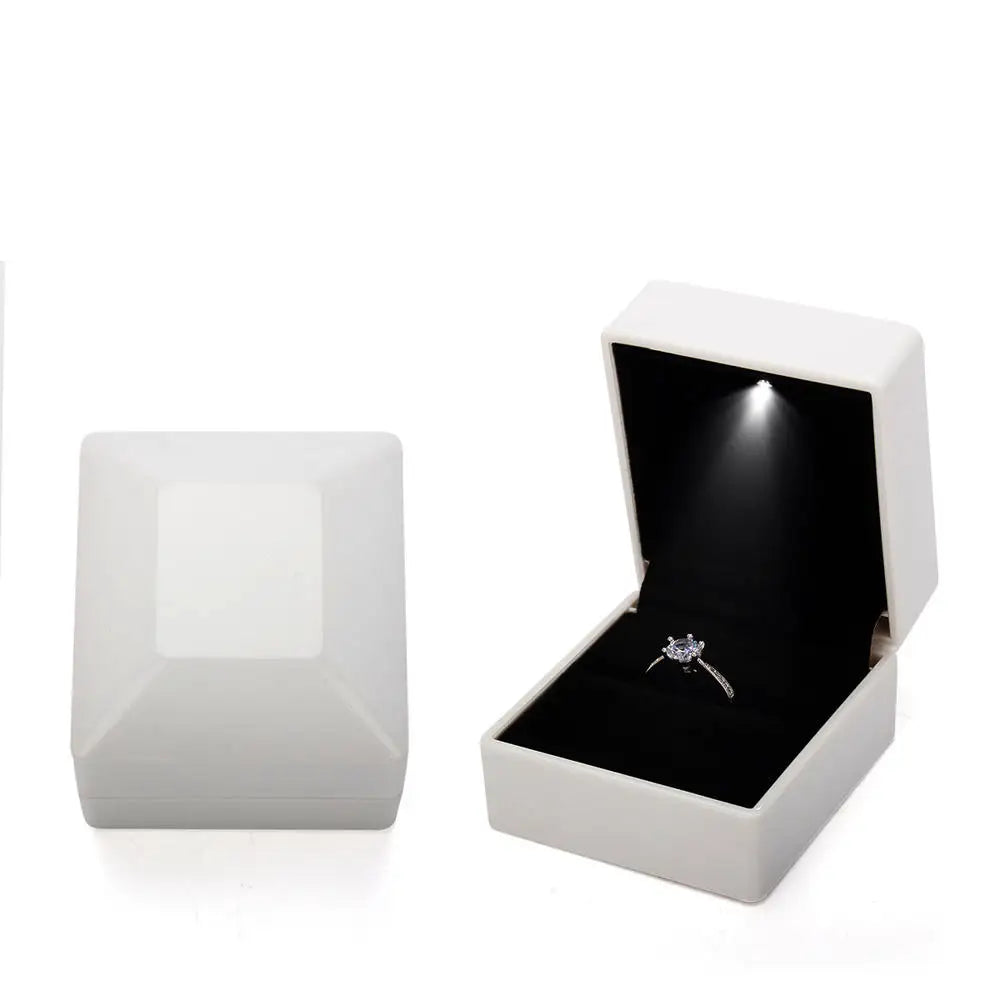 LED Light Ring Box – Red Wine Jewelry Gift Box for Proposal, Engagement & Wedding | Valentine's Day Anniversary