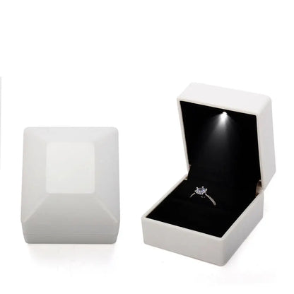 LED Light Ring Box – Red Wine Jewelry Gift Box for Proposal, Engagement & Wedding | Valentine's Day Anniversary