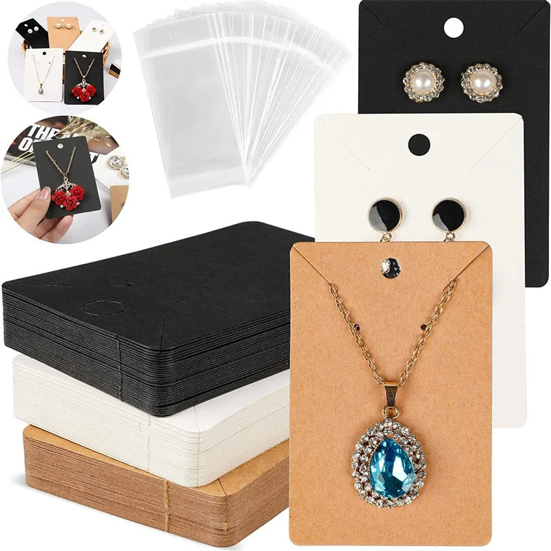 50pcs 6x9cm Blank Jewelry Display Cards – Necklace & Earring Holder Cards