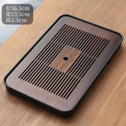 Portable Bamboo Tea Tray – Kung Fu Tea Set Grid Tray with Drainage for Dry & Wet Use