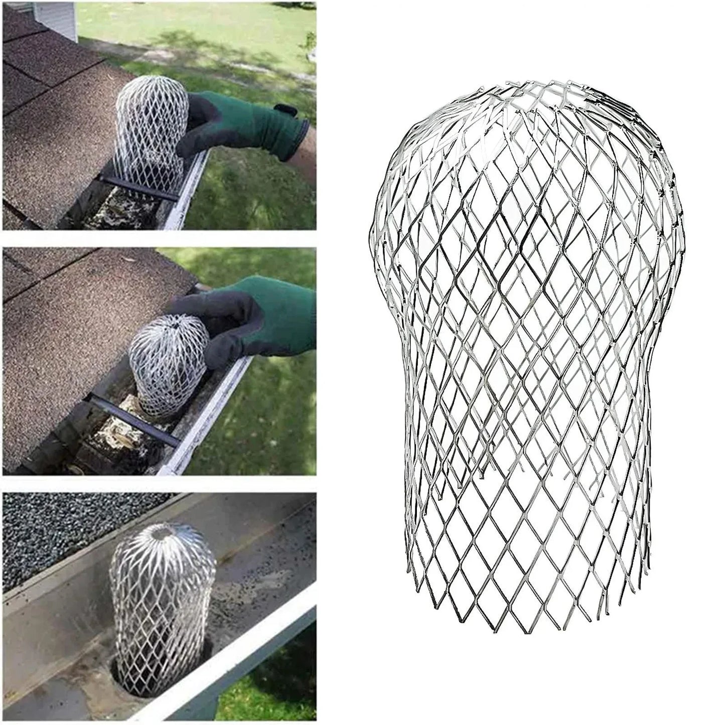 3-Inch Expand Aluminum Rain Gutter Filters - Strainer Stops Blockage from Leaves and Debris - Drain Net Cover for Roof Guard