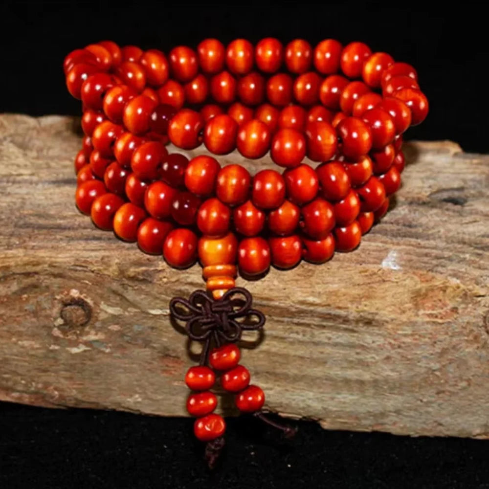 Natural Sandalwood 108 Bead Bracelet – Buddhist Buddha Meditation Prayer Rosary Beads for Men & Women Spiritual Wrist Jewelry & Hanging Decor
