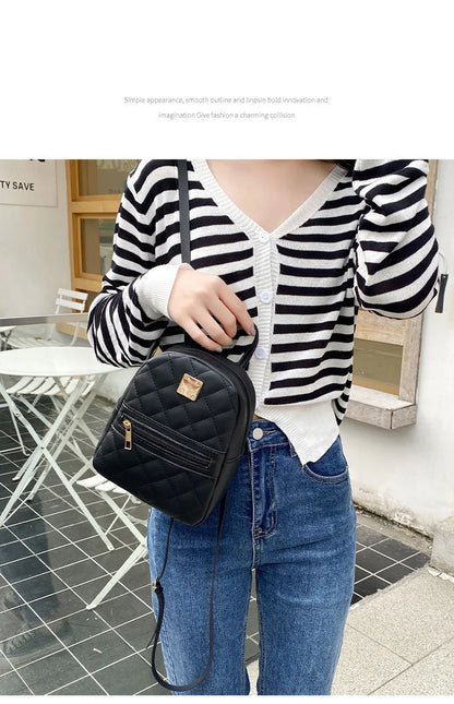 2024 K-Style Quilted Embroidered Small School Backpack for Girls - Western-Inspired Ladies' Bag