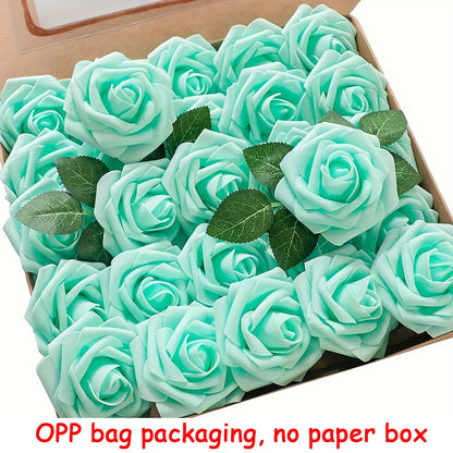 25pcs Artificial Roses with Stems – Fake Flowers for DIY Wedding Bouquets, Centerpieces & Home Party Decorations