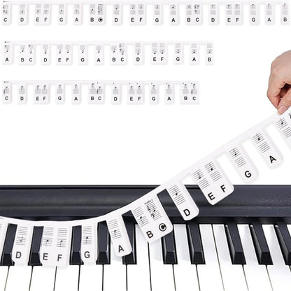 Piano Keyboard Stickers - Removable Silicone Note Labels for 88/61 Key Beginner Piano Learning