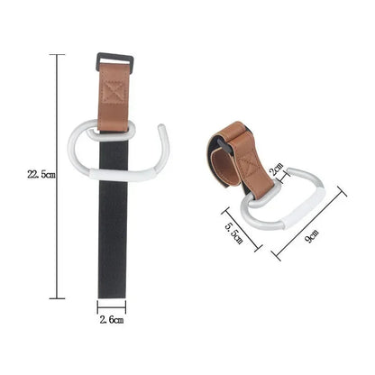 PU Leather Stroller Hooks - 360° Rotating Multifunctional Bag Clips & Stroller Accessories Gift