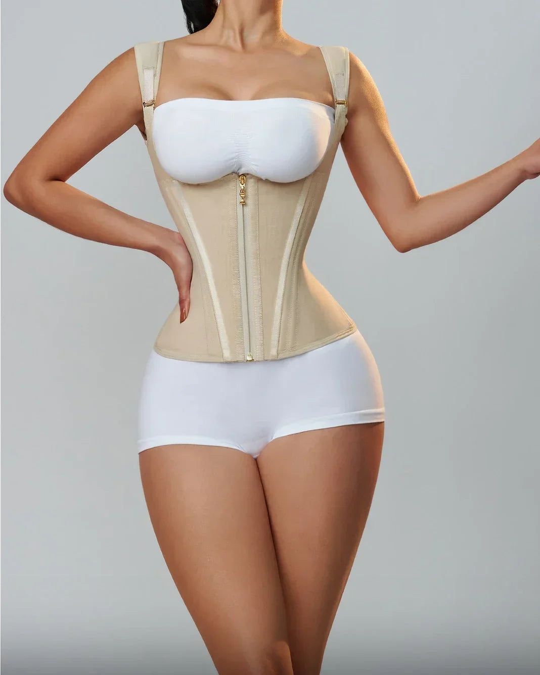 Fajas Colombianas Body Shaper for Women – Double Compression Waist Trainer Vest with Adjustable Zipper & Hook-Eyes