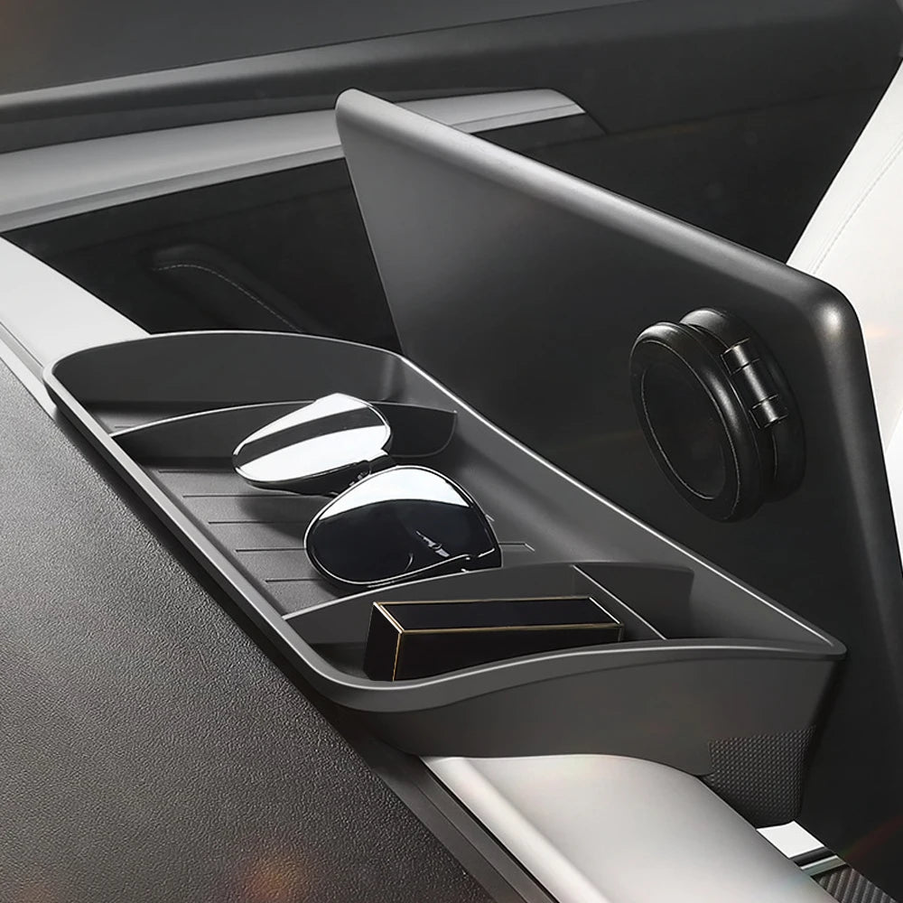 Tesla Model 3 & Y Rear Screen Storage Box – Hidden TPE Organizer Tray & Tissue Box for Interior Accessories