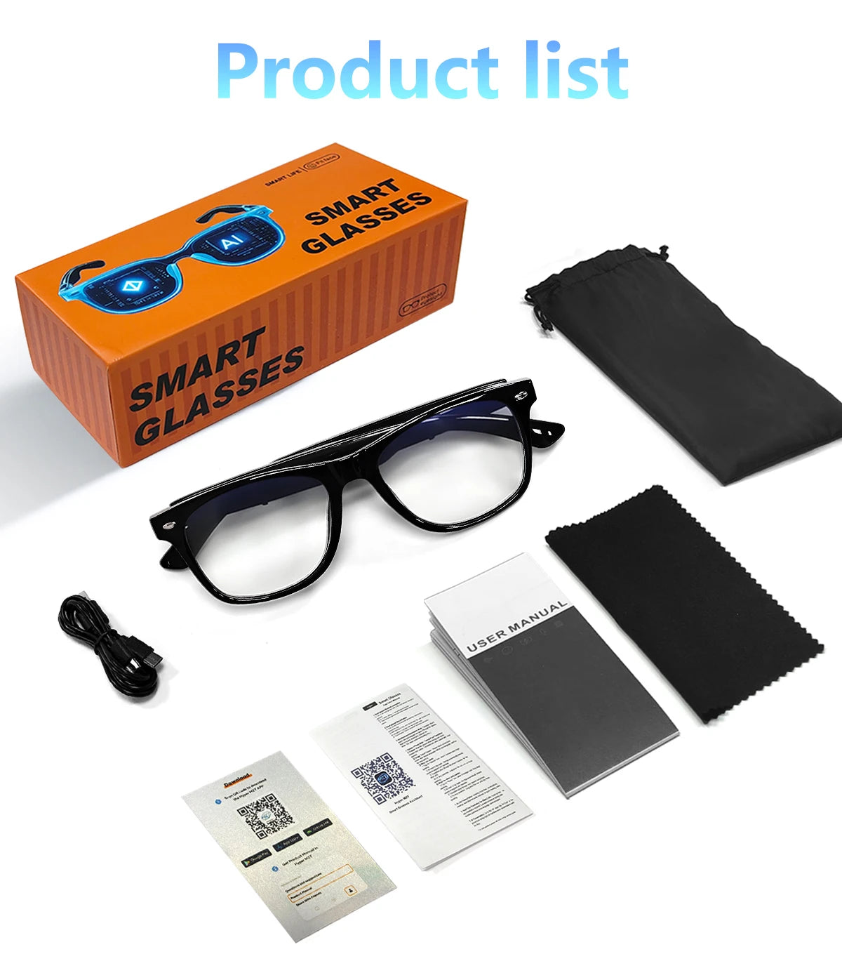 Smart Glasses with AI Translation – Supports 100+ Languages, Bluetooth TWS, Calls, Music, Noise Reduction & Light Control for Men & Women