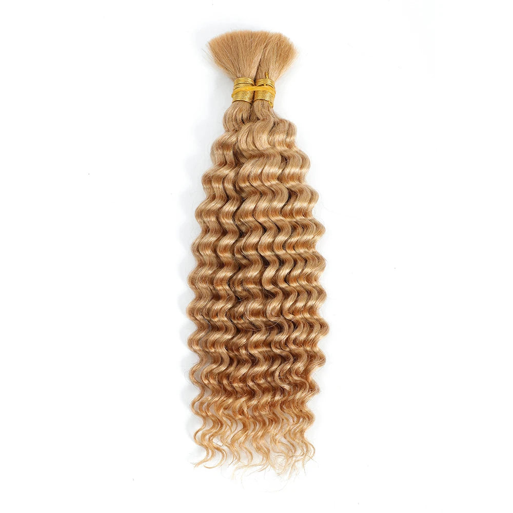 Human Braiding Hair Deep Wave Bulk - 100g No Weft Hair Bundles for Boho Braids, Micro Human Hair