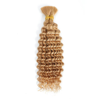 Human Braiding Hair Deep Wave Bulk - 100g No Weft Hair Bundles for Boho Braids, Micro Human Hair