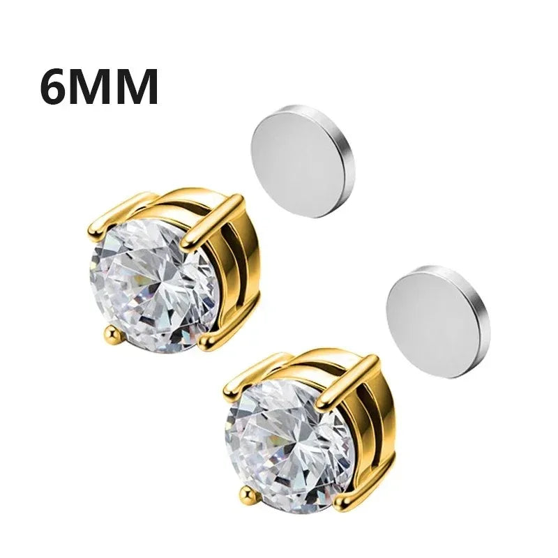 Crystal Magnetic Ear Studs – Punk Round Zircon Non-Piercing Earrings for Men & Women