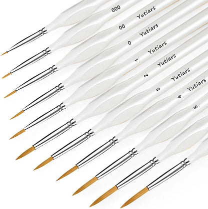 10/11PCS Miniature Paint Brush Set – Detail Tip Brushes with Ergonomic Handle for Acrylic & Oil Painting