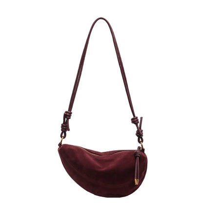 Faux Suede Women’s Shoulder Bag 2025 – Trendy Crossbody Underarm Dumpling Bag, Soft Suede Style Fashion Handbag
