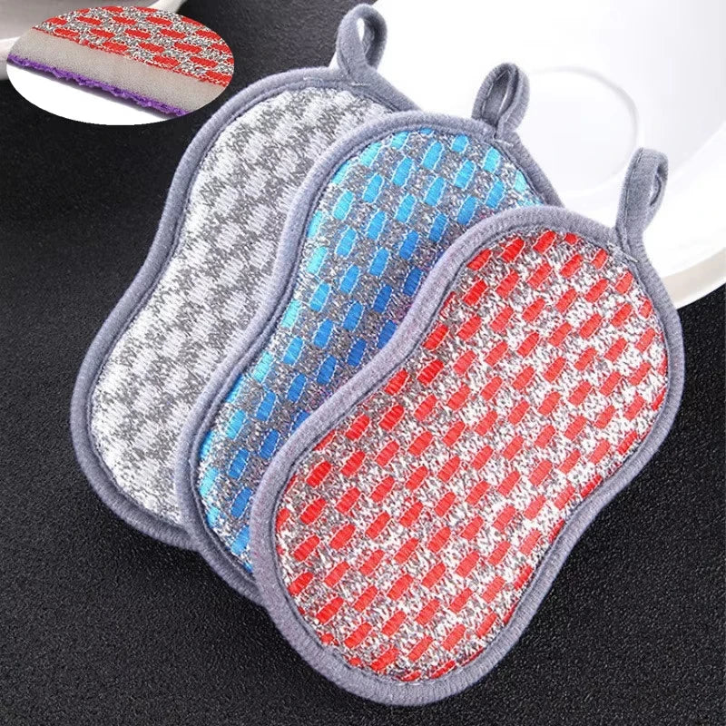 Double-Sided Kitchen Cleaning Sponges - Dishwashing Scrubber Pads & Reusable Scouring Tools