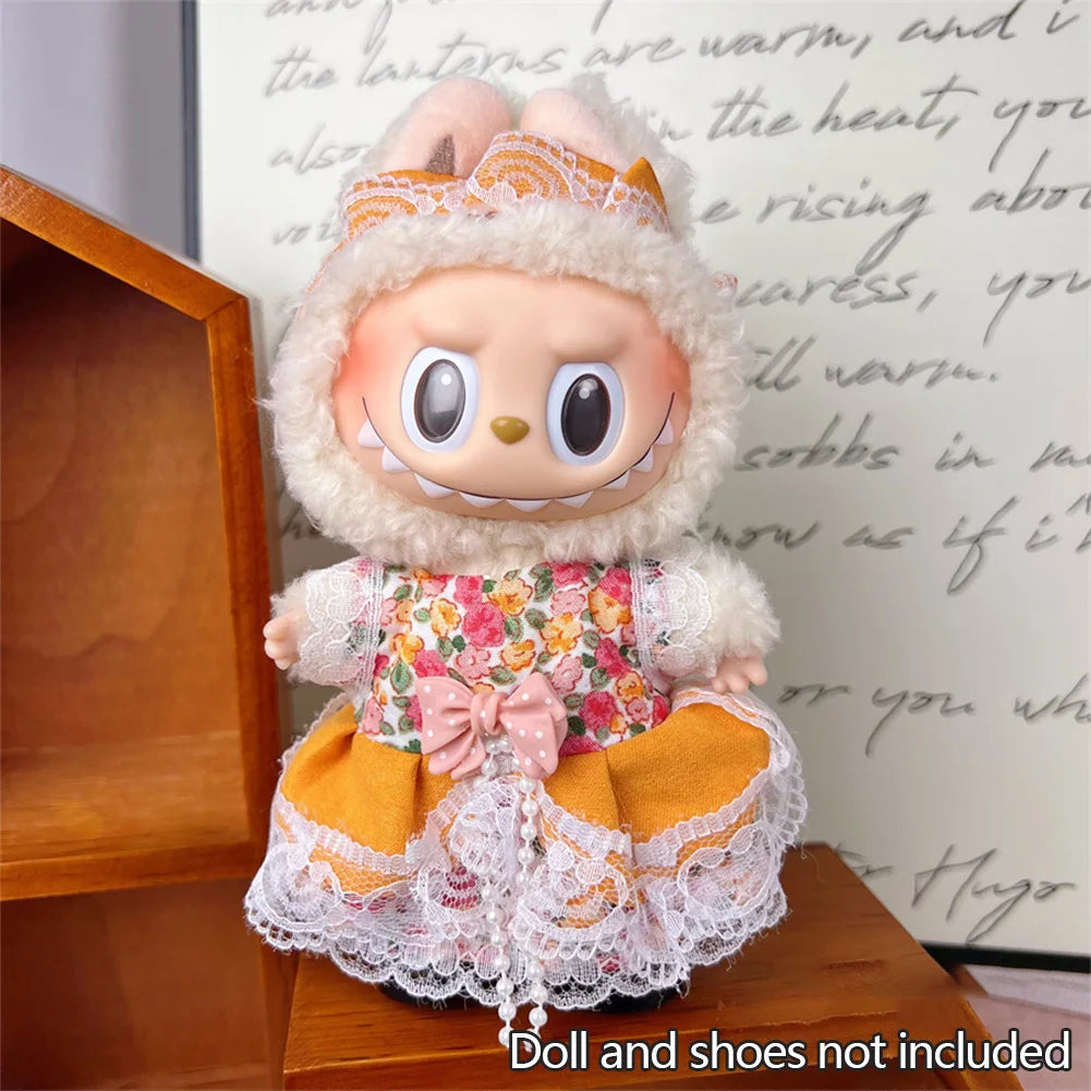 17cm Mini Plush Doll Clothes — Kpop EXO Labubu Idol V1 V2 Outfit Set with Sweater & Headband, Doll Accessories Gift