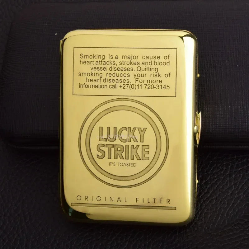 Retro Brass Cigarette Case - Double Gun Carved Pattern, Durable Anti-Pressure Tobacco Storage Box, Men’s Smoking Accessory