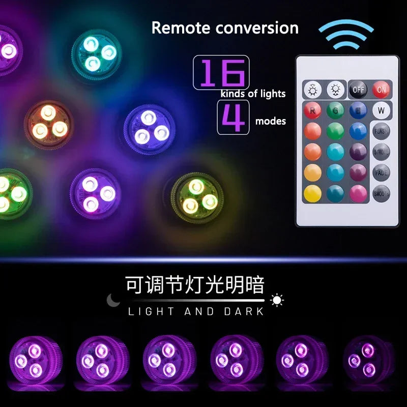 3LED RGB Submersible Underwater Night Lamp – Battery Operated Pool, Garden, Wedding & Party Light for Vases & Bowls