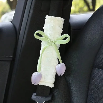 Tulip Car Seat Belt Shoulder Covers - 2PCS Universal Comfort & Decorative Safety Belt Pads