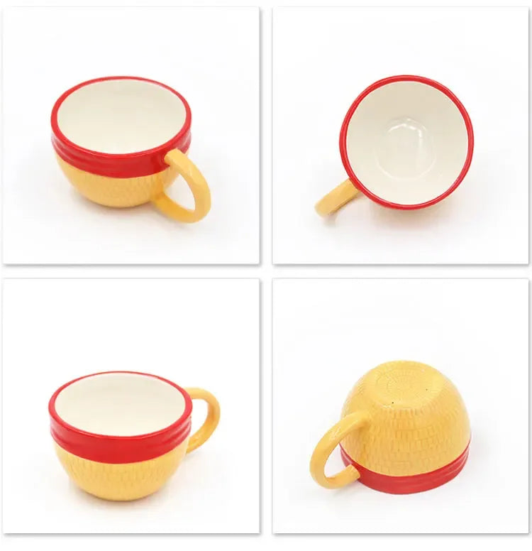 One Piece Mug – Creative Three Brothers Hat Shaped Coffee Cup, Anime Chopper, Ace & Sabo Ceramic Water Cup for Parties