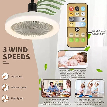 Smart 3-in-1 Ceiling Fan Light E27 Adapter - Remote Control Lighting Base for Bedroom & Living Room, 85-265V