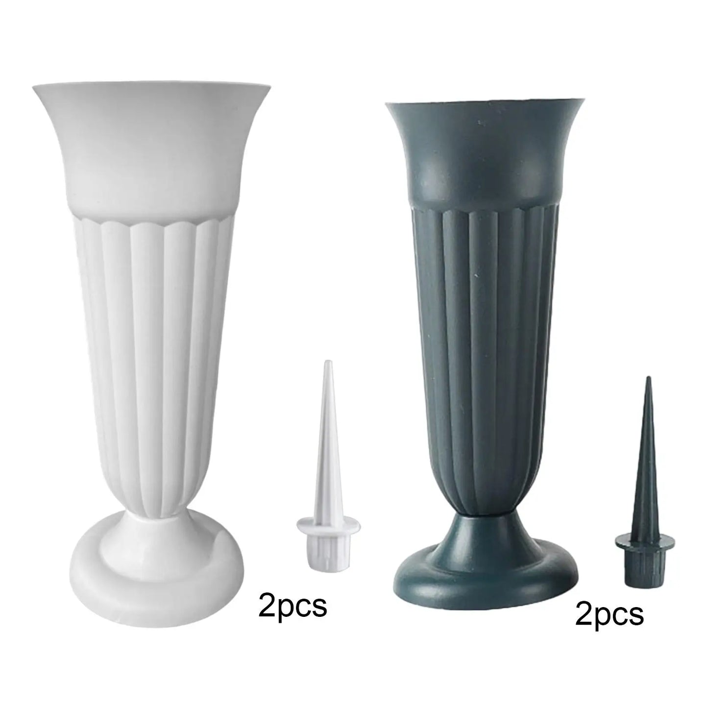 2 Pack Cemetery Vases with Spikes – Artificial Flower Grave Decorations for Memorials