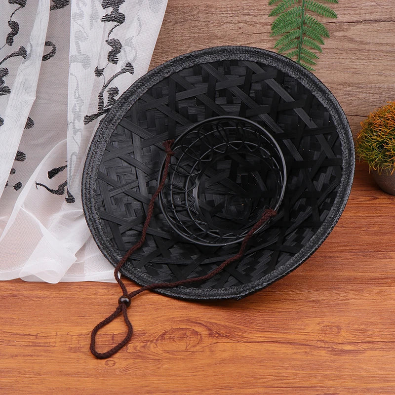 Samurai Straw Ninja Hat — Asian Bamboo Conical Cosplay Cap, Japanese Rice Farmer Party Decorative Hat