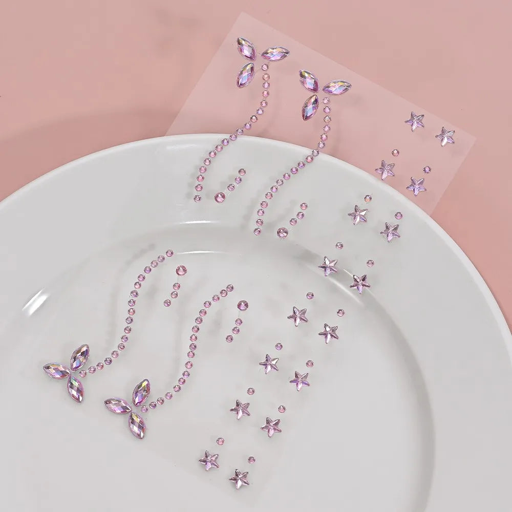 3D Holographic Teardrop Rhinestone Stickers - Self-Adhesive Crystal Diamond Face, Eye & Hair Decoration Tattoos