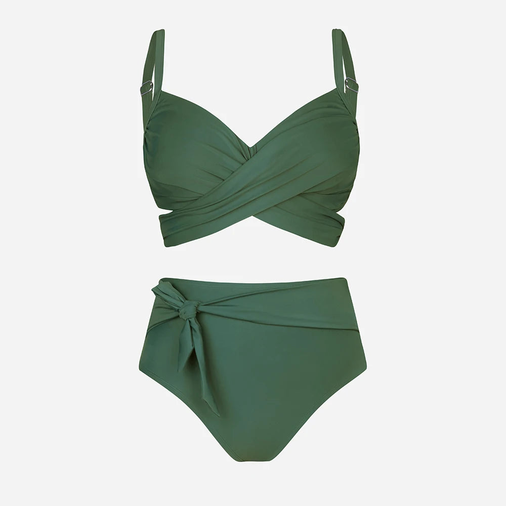 Cupshe Plus Size Wrap Tie High Waist Bikini Set – Women’s Large Size 3XL Two-Piece Swimwear Beach Bathing Suit
