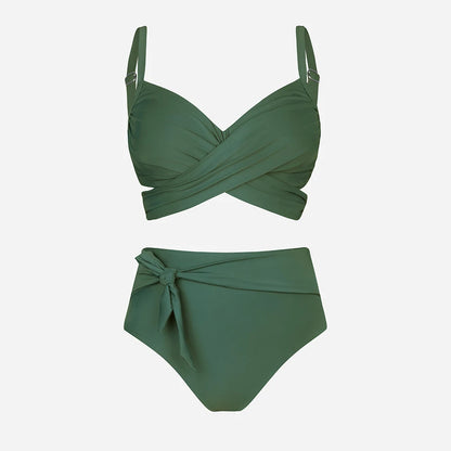 Cupshe Plus Size Wrap Tie High Waist Bikini Set – Women’s Large Size 3XL Two-Piece Swimwear Beach Bathing Suit