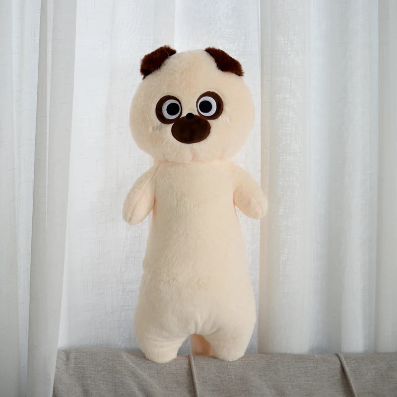 Kawaii Siamese Cat Plush Toy – Long Oblong Orange & Black Kitten Nap Pillow for Kids, Bed Decor & Hug Cushion