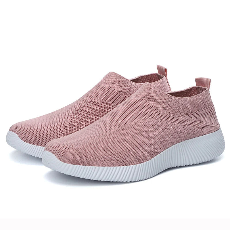 Women’s Slip-On Sock Sneakers – Breathable Flat Casual Vulcanized Sports Shoes Zapatillas
