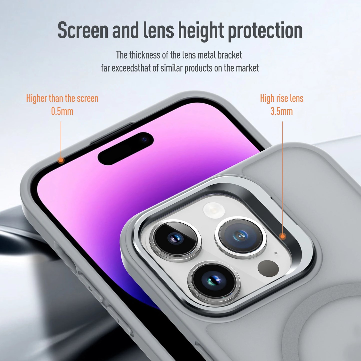 Magnetic Metal Lens Stand for iPhone 11–17 – MagSafe Compatible Matte Wireless Charging Case Holder