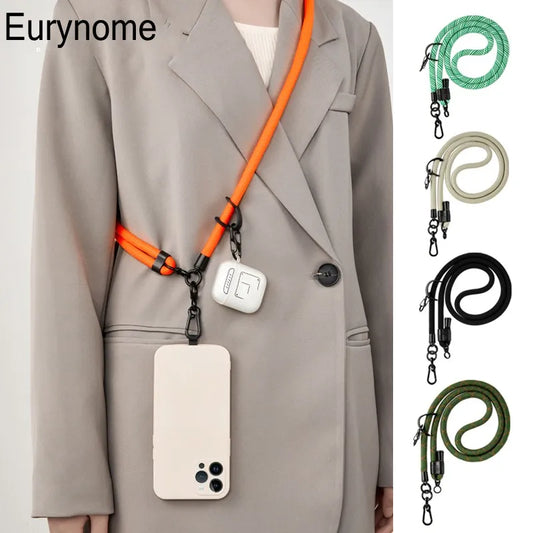 Adjustable Phone Lanyard - Universal Outdoor Crossbody Shoulder Case - Anti-Lost Wrist Strap with Card Neck Cord Clip Hang