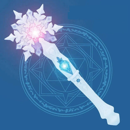 Princess Snow Wand Toy - Snowflake Light & Sound Wand for Kids, Glowing Fairy Cosplay Toy for Girls, Christmas & Halloween