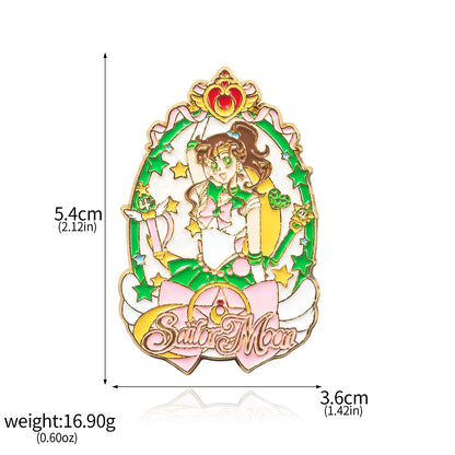 Sailor Girl Cartoon Brooch – Cute Moon & Stars Enamel Pin for Bags, Clothes & Jewelry