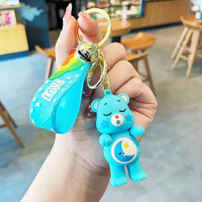 Care Bears Movie II Love Bear Keychain – Cartoon Doll Pendant for Couples & Halloween Gifts