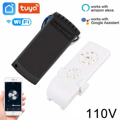 Tuya WiFi Smart Ceiling Fan Light Kit – Remote & App Control, Adjustable Speed, Alexa & Google Home Compatible