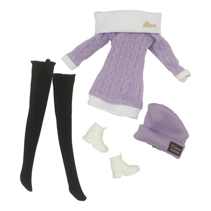 30cm Thin Doll Casual Outfit – 4-Piece Sweater Suit Set for Girls DIY Dress-Up Doll Accessories