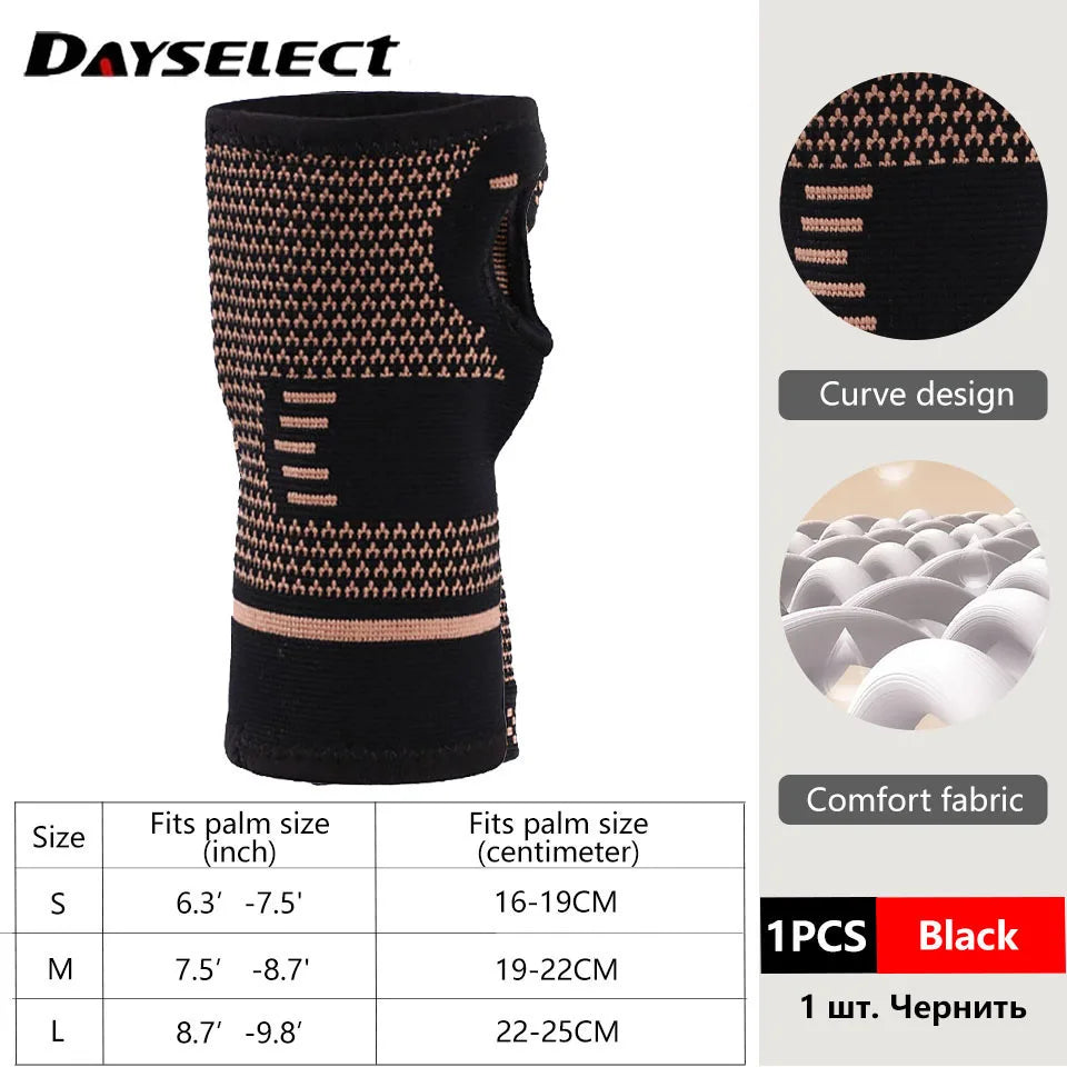 Copper Fiber Wrist Brace — Elastic Sport Bandage Wristband for Hand Support, Gym, Tennis, Fitness, and Powerlifting