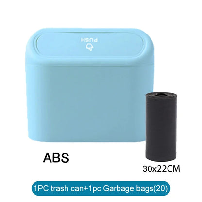 Mini Car Trash Can with Lid - Leak-Proof Auto Waste Bin with 60 Garbage Bags Car Accessory