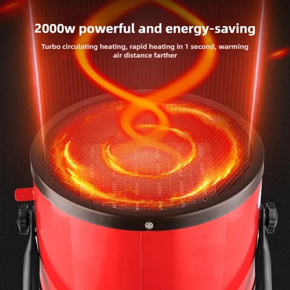 2000W Portable Electric Space Heater - Adjustable Thermostat, 2 Heat Settings, Fan Mode & Overheat and Tip-Over Protection