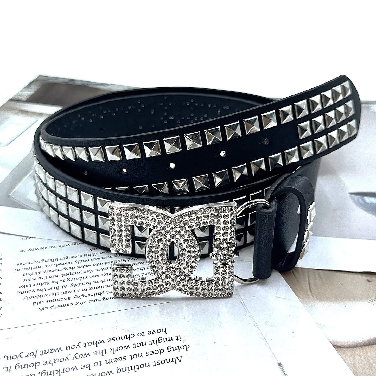 YK2 Luxury Women's Rhinestone Belt – Punk Rivet Leather Fashion Belt with Decorative Embedded Design
