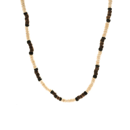 Men’s Summer Beach Wooden Bead Necklace – Handmade Tribal Surfer Jewelry with Geometric Steampunk Design