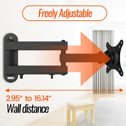 20° Tiltable & 360° Rotatable TV Wall Mount Bracket – Universal Stand for 14-24" Monitors & Flat Panel Displays